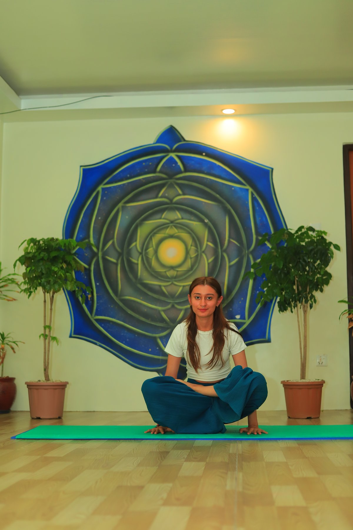 A student settling into meditation