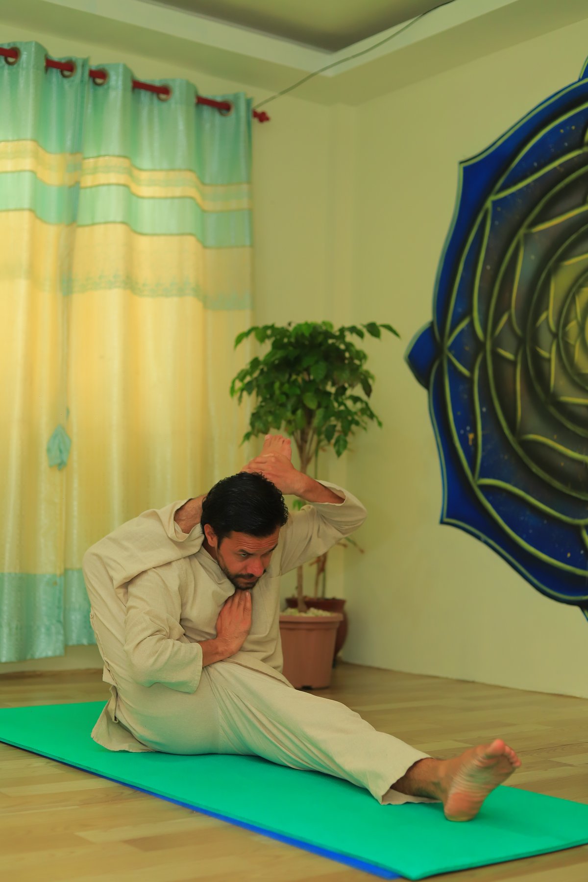 Seated split practice