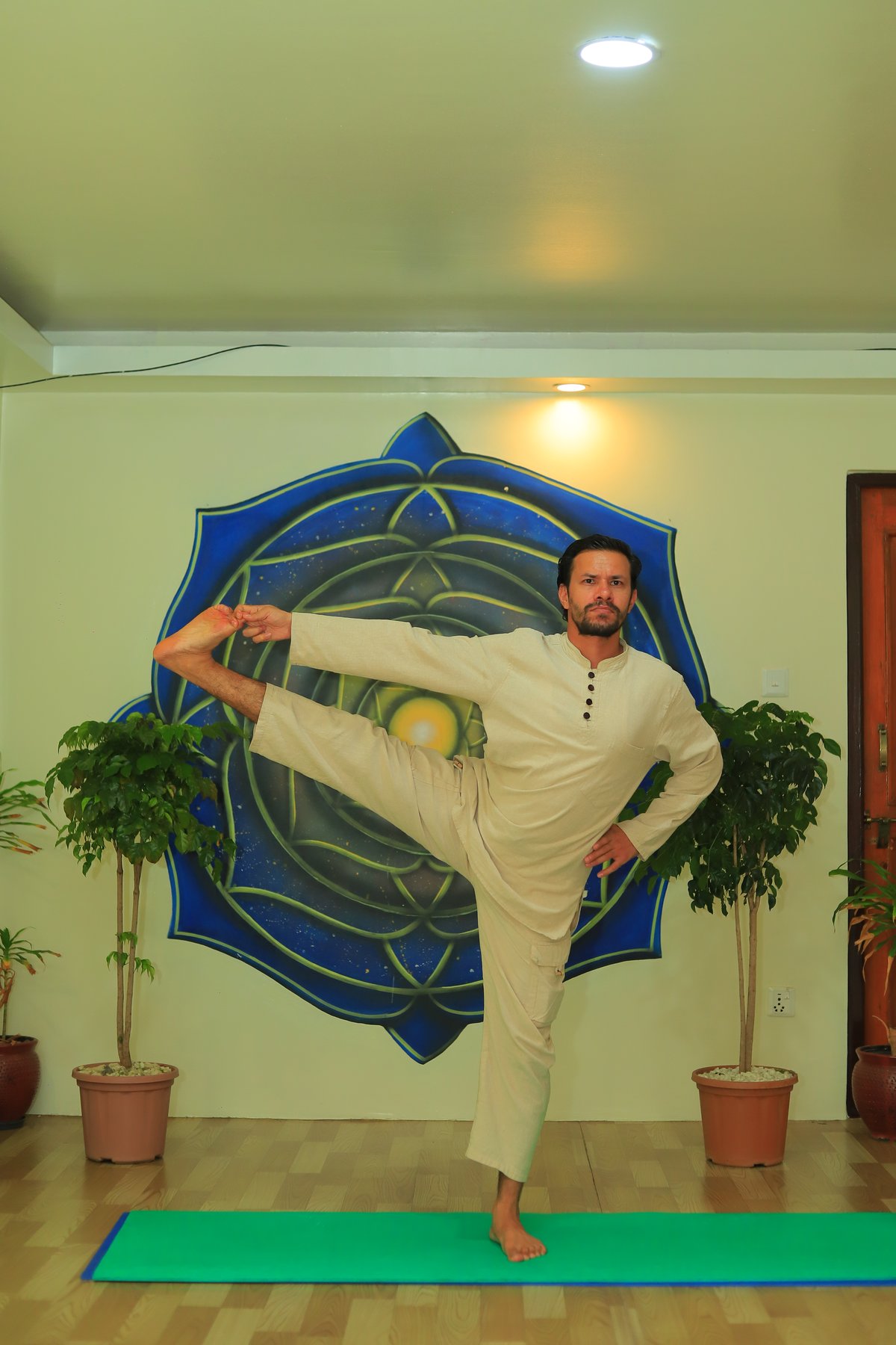 Standing hand-to-toe balance